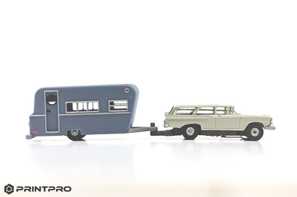 Aurora Thunderjet HO Scale Slot Car Blue Gray Camper Trailer Kit