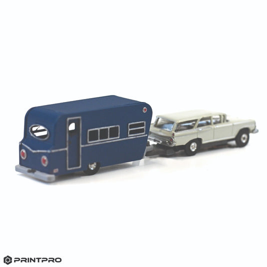 Aurora Thunderjet HO Scale Slot Car Navy Blue Camper Trailer Kit