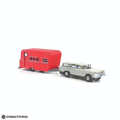 Aurora Thunderjet HO Scale Slot Car Scarlet Red Camper Trailer Kit