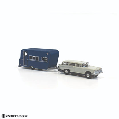 Aurora Thunderjet HO Scale Slot Car Navy Blue Camper Trailer Kit