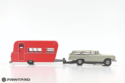 Aurora Thunderjet HO Scale Slot Car Scarlet Red Camper Trailer Kit