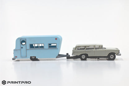 Aurora Thunderjet HO Scale Slot Car Ice Blue Camper Trailer Kit