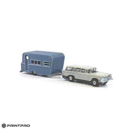 Aurora Thunderjet HO Scale Slot Car Blue Gray Camper Trailer Kit